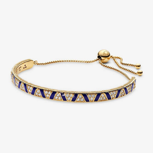 Cobalt Geometric Enamel Slider Bracelet